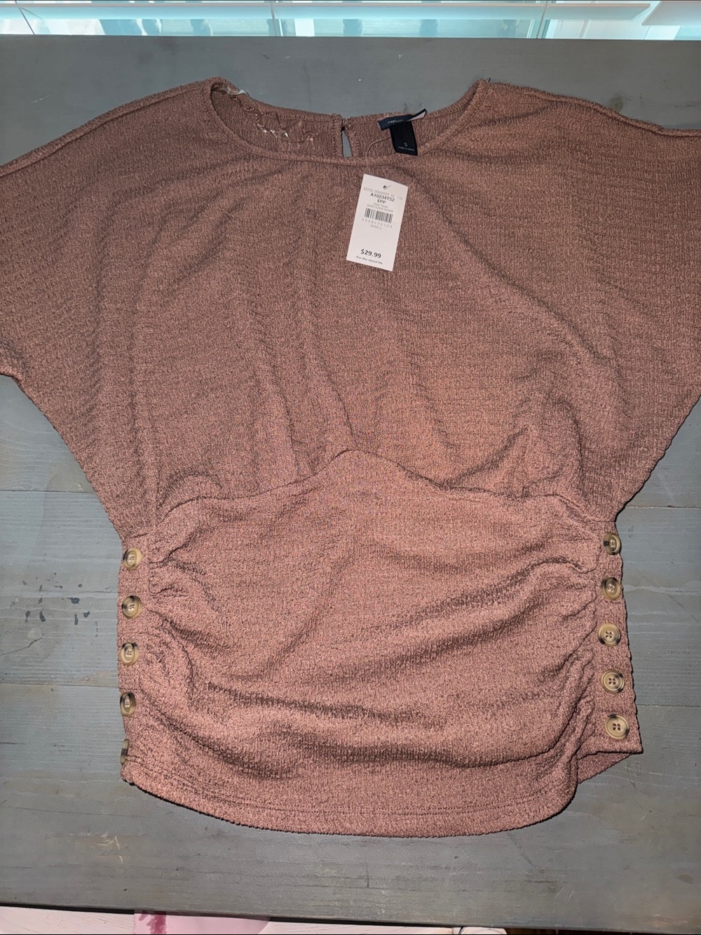 Women's Textured Button-Side Top